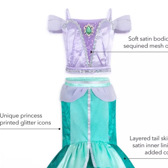 Ariel Disney store original costume size 5/6 - Picture 10 of 11